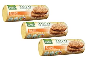 Gullón Cero | Galletas integrales sin azúcar | Tazas de avena crujiente | 3 paquetes de 280 g