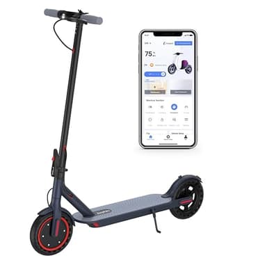 Patinete Eléctrico Adultos, Scooter Electrico Plegable，Ruedas 8,5” Patin Electric, Doble Frenos de Disco (Gris + Rojo)