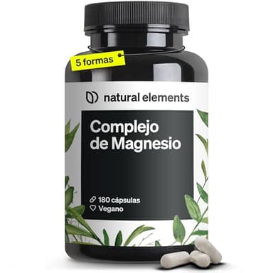 Complejo de Magnesio - Premium: De 5 compuestos - citrato + bisglicinato + óxido de magnesio - 400mg por dosis diaria - Probado en laboratorio, vegano