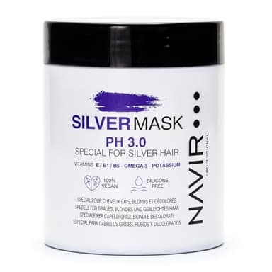 NAVIR Profesional | Mascarilla SILVER | Matizador para cabellos grises, rubios y decolorados (1 x 250 ml)