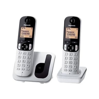 Panasonic KX-TGC212SPS Teléfono Fijo Inalámbrico Duo Digital (LCD 1,6", DECT, Agenda, Alarma, Bloque Llamadas, Intercomunicador entre unidades), Color Plata