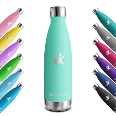 KollyKolla Botella Termica, 500ml, Botella Agua Acero Inoxidable, Termo Sin BPA, Cantimplora Termica Reutilizable, Water Bottle con Pared Doble Aislamiento, para Niños, Adultos, Deporte, Oficina
