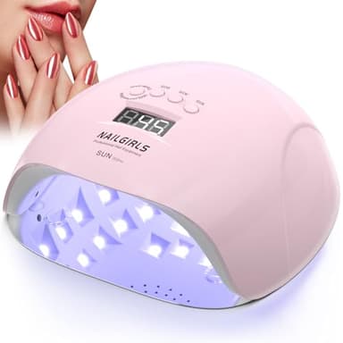 NAILGIRLS Lámpara Uñas LED, UV 150W con 4 Temporizadores,Secador Uñas Profesional con Pantalla LCD,Placa Magnética Extraíble de Secador de Uñas,Secador en Hogar