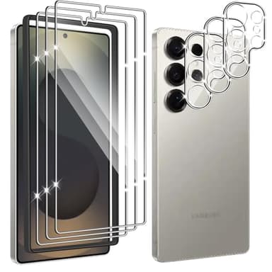 Hengnewro 3 Piezas Protector Pantalla para Samsung Galaxy S25 Ultra 5G con 3 Piezas Protector Camara, Cristal Vidrio Templado Anti-Arañazos, 9H Dureza, Ultra HD，Kit de Instalación Incluido