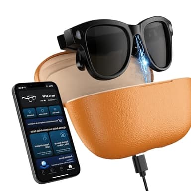 SMARTIA - Gafas inteligentes con cámara, Funda de Carga Portátil, Gafas de sol bluetooth, Manos libres con IA integrada por Voz, APP incluida en español, Smart glasses y Traductor 20 idiomas, 33 MP 4K