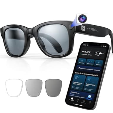 smartia – Gafas Inteligentes con cámara, App incluida en español, Gafas Bluetooth Sonido Hi-Fi, IA GPT 5 integrada por Voz, Smart Glasses fotocromáticas y Traducción Simultánea, Cámara de 33 MP 4K