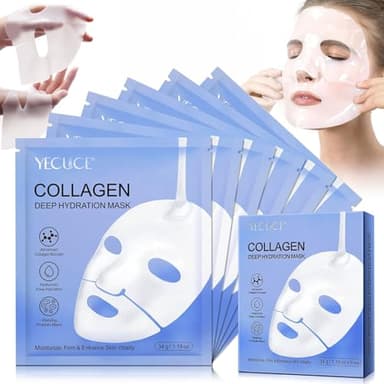 Máscara de colágeno Overnight (6 unidades) – Mascarilla coreana con colágeno orgánico para un cuidado intensivo durante la noche, reduce las líneas finas y las arrugas, antiedad