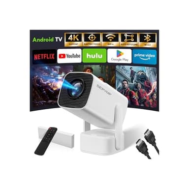 [Apps integradas & 2025 Upgraded] Proyector Portatil,SEPYMP Mini Proyector 4K,1080P HD-WiFi 6-BT 5.2, Android 13, Compatibile con HDMI/USB/TV Stick/PS5/Laptop, Blanco