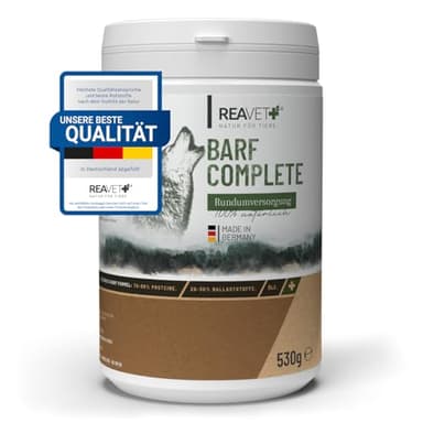 ReaVET Barf Complete Perro Polvo 530 g - Barf Aditivo Completo Barfen para Perros, Minerales y Vitaminas, Perro Barf