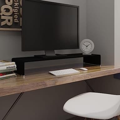 Generico Mueble elevador para TV de cristal negro, 100 x 30 x 13 cm, muebles de TV