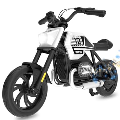 RCB R9 Moto Eléctrica Niños con Iluminación Ambiental, Velocidad de 10/15/25 KMH & 15 KM de Largo Alcance，Altavoz, 12" Motos Eléctricas Infantiles de 6+ Años