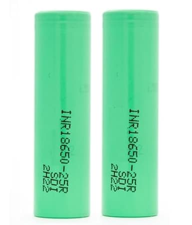 Baterías de Litio Pilas Recargables 2500mAh - 20A - 3,7v | Parte Superior Plana - Positivo Plano | - linternas, mandos, videoportero con Funda Protectora plástica (2 Celdas 18650 Flat Top)