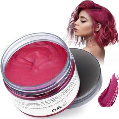 Cera de Color Para el Cabello, Tinte de Cabello Temporal Mujer y Hombre, Cera Pelo DIY, Fórmula Planta Lavable Cera de Peinado Natural Mate 4.23 OZ - Rojo