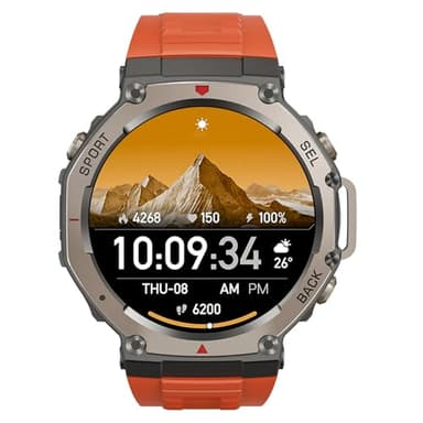 Reiteag Sekoda GPS Smartwatch Frecuencia Dual, Más De 170 Datos De Actividad Física Y Salud, 15 Días De Duración De La Batería, Frecuencia Cardíaca Y SPO₂, Resistente Al Agua. (Naranja)