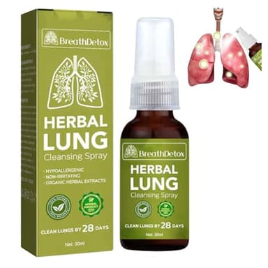 1 spray de limpieza pulmonar a base de hierbas, potente spray de limpieza pulmonar, vaporizador de limpieza pulmonar herbal, ejercitador pulmonar para pulmones más saludables y limpios, mejora la
