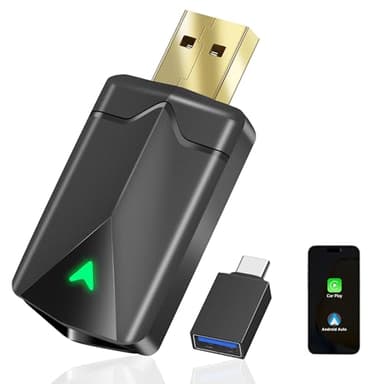 Adaptador CarPlay Inalámbrico – Adaptador Android Auto Inalámbrico, Wi-Fi 5,8GHz Plug & Play, Mini y Estable, iOS 10+/Android 10+, Conexión Automática Rápida para Coches a partir de 2016.(1 piezas)