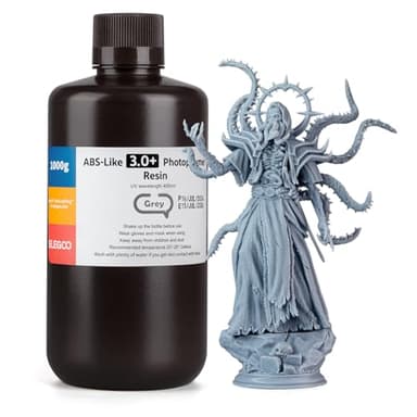 ELEGOO ABS-Like Resin 3.0+, Resina de Fotopolímero Mejorada para Impresoras 3D, Mayor Resistencia al Calor Curado Rápido, Alta Precisión, No quebradiza, Gris 1000g