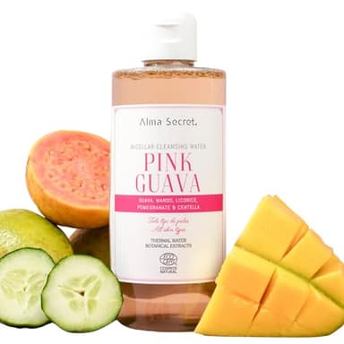 Alma Secret | Agua Micelar Pink Guava 400 ml | Agua micelar desmaquillante natural para cara, ojos y labios | Extracto de Guayaba, Ácido Hialurónico y Botánicos Calmantes | Apta para pieles sensibles
