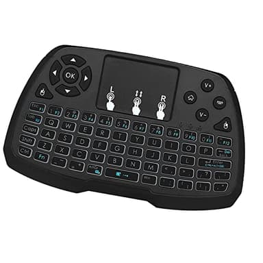 ERYUE Retroiluminado 2.4GHz Teclado Inalámbrico Touchpad Ratón Control Remoto de Mano 4 Colores de Luz de Fondo para Android TV Box Smart TV PC Notebook,Mini Teclado
