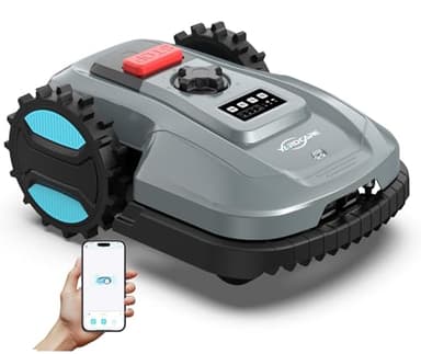YARDCARE E400 Robot Cortacesped con Control App,hasta 400m²，Altura de Corte de 20 a 60 mm, Sensor de Lluvia, Robot Cortacésped 18 cm de Ancho de Corte,Menos de 60 dB