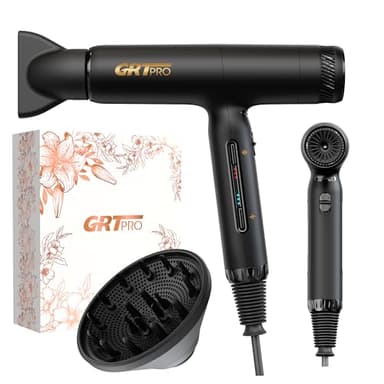 Secador Pelo Profesional Ionico 2200W 100,000RPM, Secadora de Pelo Viaje 320g 200 Millones de Iones, Secador Profesional con Difusor 3Velocidades 4Temperaturas para Viajes Deportes Mujeres Hombres