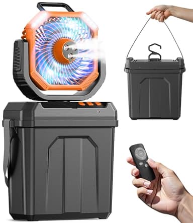 Aire acondicionado portátil 5 en 1, Enfriador de Aire con Tanque de Agua de 6L, 20000 mAh, Recargable por USB, 4 Velocidades de Viento, Oscilación, Silencioso para Interior Exterior
