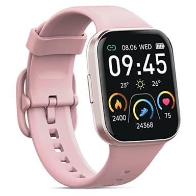2024 Reloj Inteligente Hombre Mujer, 1.69” Smartwatch Impermeable IP68 Reloj Deportivo con 25 Modos Deporte, Pulsómetro Monitor de Sueño, Calorías Podómetro, Pulsera Actividad para Android iOS, Rosa