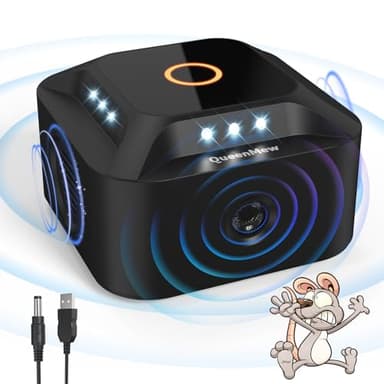 outsweat Repelente Ultrasónico de Ratones 360°, 3 Modos Repelente de Ratones Enchufe con 12 Luces Estroboscópicas, 300 M² Ahuyentador de Topos Repelente Gatos, para Rata Araña Polilla Hormiga