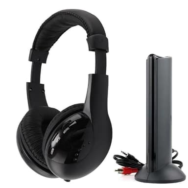 QJIRZB Auriculares para TV Hi-Res 5 en 1 Auriculares inalámbricos Hi-Fi Auriculares inalámbricos RF Bluetooth con micrófono para TV, videojuegos, DVD, PC