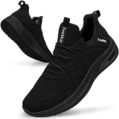 Feethit Zapatillas de Deporte Running Hombre Correr Jogging Caminar Bambas Gimnasio Fitness Atlético Tenis Trabajo Sneakers Ligeros Transpirables Zapatillas Deportivas Hombre Negro 45 EU