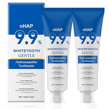 2PCS Hydroxyapatite Toothpaste, Pasta Dental Hidroxiapatita, Hydroxyapatite Pasta de Dientes, Sabor a menta, Aliento fresco y duradero, Mantiene la salud bucal