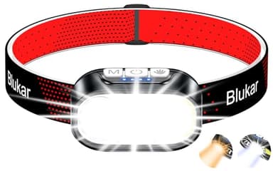 Blukar Linterna Frontal Temperatura de Color Dual, Super Brillante Recargable Linterna Cabeza,12 Modos, Atenuación Continua, Impermeable y 30 Horas de Autonomía para Cortes de Energía/Acampar/Correr