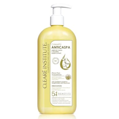 Clearé Institute | Champú Anticaspa | Elimina la Caspa y los Picores | Calma el Cuero Cabelludo e Hidrata | Para adultos y niños | Sin Sulfatos ni Parabenos ni Siliconas, Hombre, Mujer y Niños