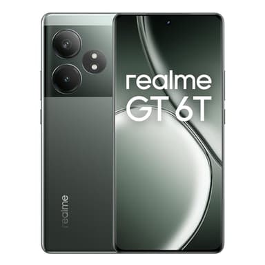 realme GT 6T 5G Teléfono Móvil 12+256 GB, Snapdragon® 7+ de 3.ª generación, Pantalla ultrabrillante de 6000 nits, Cámara Sony de 50 MP con OIS, Gran batería de 5500 mAh, Verde, sin Adaptador
