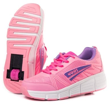 Zapatillas Deportivas con Ruedas automáticas retráctiles. Rosa/Lila. Talla 31