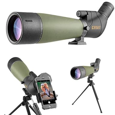 Gosky Alcance de detección de 20-60 x 80 Pulgadas con trípode, Bolsa de Transporte y Adaptador para teléfono Inteligente - BAK4 HD Ángulo Spotter Scope - Alcance Impermeable para Tiro al Objetivo,