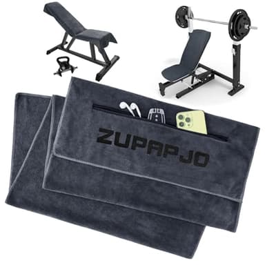 ZUPAPJO Toalla Gimnasio 120 x 50 cm, Toalla Gym con Bolsillo con Cremallera y Capucha, Gym Towel de Microfibra, Apta para Gimnasio, Yoga, Deportes, Entrenamiento, GIS