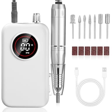 UIHOL Torno para Uñas Profesional, 45,000RPM Lima Electrica Uñas, Velocidad Ajustable,Set de Accesorios para Manicura y Pedicura con Brocas de Cerámica,para Uso Doméstico Salones de Uñas