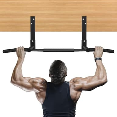 Barra de dominadas, soporte multifuncional de acero inoxidable para ejercicios pesados montados en el techo o pared