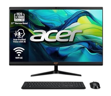Acer Aspire C27-1800 All in One - Monitor 27" FullHD (Intel Core i5-12450H, 16GB RAM, 1024 GB SSD, Intel Iris Xe Graphics, Windows 11 Home) Negro + Teclado QWERTY Español y Ratón Inalámbrico