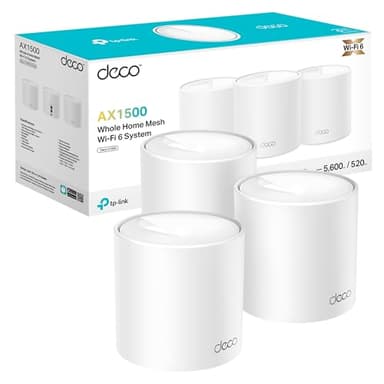 [Nuevo] TP-Link Deco X1500 (3-Pack) - Sistema WiFi 6 Mesh IA, AX1500 Doble Banda 2.4 GHz/5 GHz, Cobertura hasta 520 m2, 3X Puertos Gigabit por Unidad, 160MHz, ODFMA, 1024QAM, Control Parental