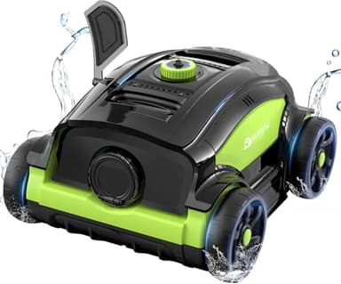 WINNY POOL CLEANER WY1103 Limpiafondos Piscina, Inalámbrico Robot Limpiafondos Piscina, 120 Min Autonomía, Doble Motor, LED, Filtro 180μm, Auto Estacionamiento, 120m²(Verde-Negro A)