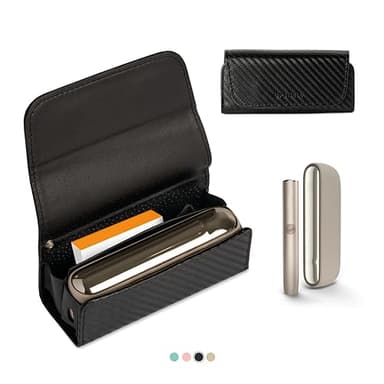 UPSHELL - Funda Compatible con IQOS ILUMA - Funda de ecopiel - Bolsillo/Estuche para Cigarrillos electrónicos con Organizador para Accesorios y recargas, Carbon Black