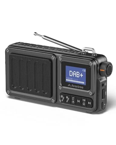 Avantree SP851 – Radio Digital Portátil Dab+/FM con Bluetooth 6.0, Altavoz Recargable, Compatible con TF/USB, Pantalla LCD, Búsqueda Automática & Linterna Casa, Cocina & Exterior