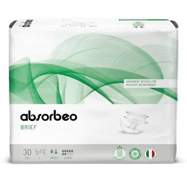 Absorbeo Pañal Pantalón Extra, Dispositivos Absorbentes para Incontinencia Moderada, Comodidad Absoluta, Protección Total, Sistema Antiodor, Totalmente Transpirables, Unisex, Talla L, 30 Piezas