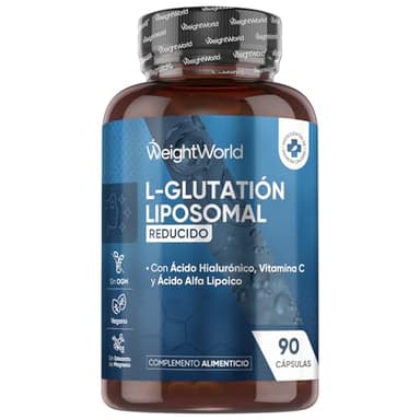 Glutatión Liposomal Reducido, 90 Cápsulas Veganas - Con Vitamina C, Ácido Hialurónico, Ácido Alfa Lipoico y Fosfatidilcolina, Sin OGM ni Estearato de Magnesio