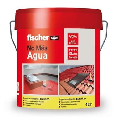 fischer - Pintura Impermeabilizante con Fibras | Resistente al Agua y Exteriores | Protección Elástica y Antideslizante | Ideal para Terrazas y Techos | 4L (Cubo 5kg) | Gris