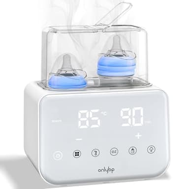 OnlyBP® Doble Calentador y Esterilizador de Biberones 10 en 1 - Calienta Biberones en 3 Minutos - Doble Capacidad - Calentador de Leche, Esteriliza, Descongela - Calentador Biberones Portatil