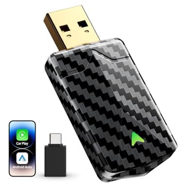 2026 Mini Adaptador CarPlay Inalámbrico y Android Auto Inalambrico, USB-A/USB-C, Conversión de Cableado a Inalámbrico, Conexión Estable, Compatible con iOS 10+ y Android 10+