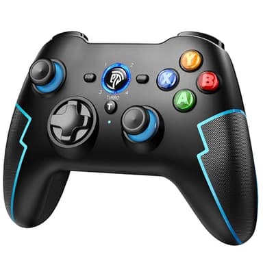 EasySMX 9013PRO Mandos PC Inalambrico con Hall Trigger - Turbo - Vibración - Batería Incorporada para PC/PS3/Switch/Android TV Box/Móvil/Tableta/Portátil - Negro y Azul